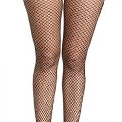 Women's Fishnet Stockings Thigh High Wide One Size B02-black(small Hole)