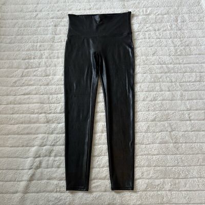 Spanx Faux Leather Black Leggings Womens Sz XL Sleek Smooth Comfy Shape Lifting