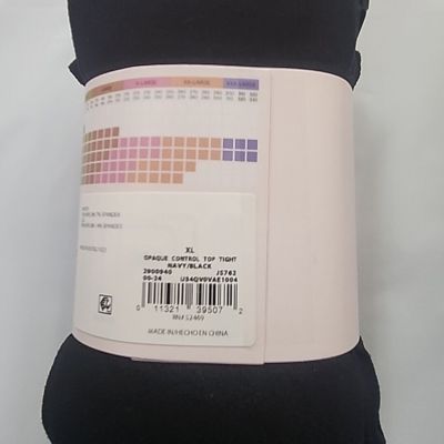 Joyspun Women's Opaque Control Top 2-Pack, Size XL, Navy/Black color