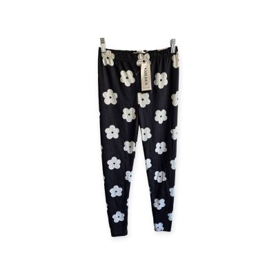 Golden Black Black/White Flower Footless Leggings Women Size M