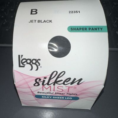 L’eggs Silken Mist Silky Sheer Leg Tights Shaper Panty, Size B, Jet Black 22351