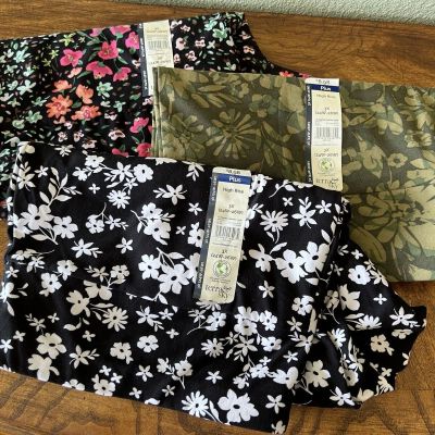 NWT 3 for $30 Terra & Sky Women’s Plus High Rise Floral Leggings 3X (24W-26W)