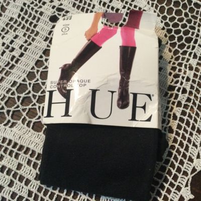 NEW  HUE Super Opaque Tights w/ Control Top 1 Pair Size 5 Plus Black