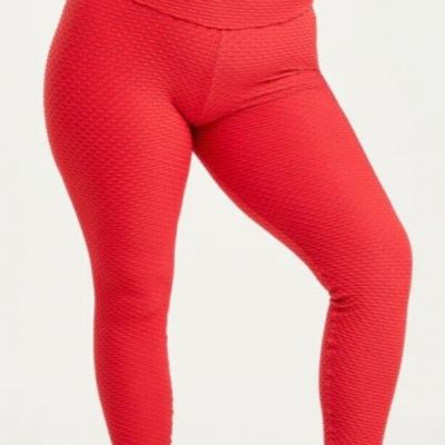 Booty by Brabants Leggings Curvy Fit One Size Croco Skin Full Length In Cherry