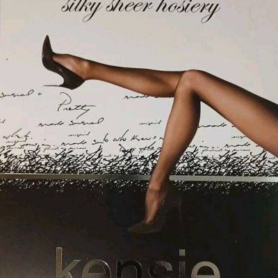 Kensie Silky Sheer Hosiery Control Top Panty Enhaced Toe Black Sz.Tall