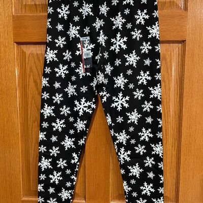 NO BOUNDARIES Juniors' M 7-9 Holiday Ankle Leggings Snowflakes Black NWT NEW