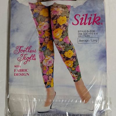 Vintage Silk Brand Floral Footless Tights - One Size - 1990's Punk