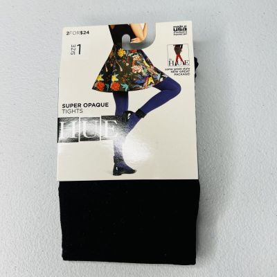 Hue Super Opaque Tights Size 1 New 1 Pair Pack Color Black