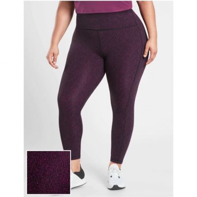 Athleta Leggings Womens 3X Purple Ultimate Stash Textured 7/8 Athletic Workout