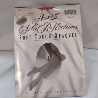 Vintage Hanes Silk Reflections Microfiber Soft Touch Opaques Really Red Size AB