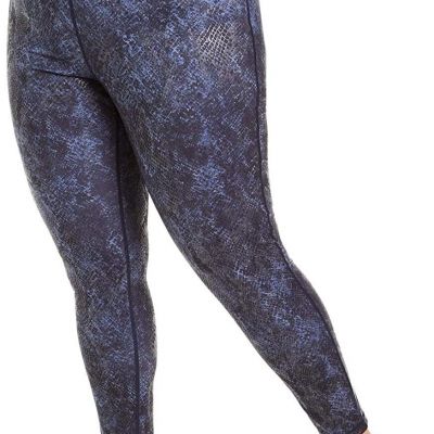 Ideology Womens Plus Size Python Print Leggings Size:2X Color:Indigo Sea