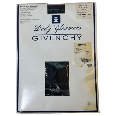 Givenchy Vintage 1996 Body Gleamers 157 Jet Black Control Pantyhose Size C NEW