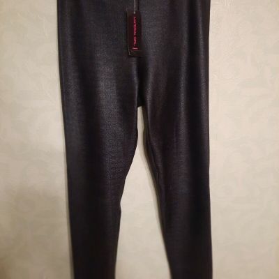 NWT MATERIAL GIRL Caviar Black Textured Faux Leather Leggins M