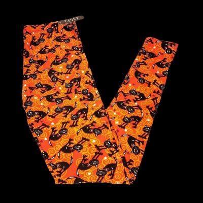 Printed Black Cat Leggings Womens One Size Plus 12 - 18 Buttery Soft Halloween