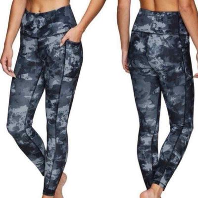 RBX Full Length Floral Camo Athletic Running Workout Legging Black Grey Small