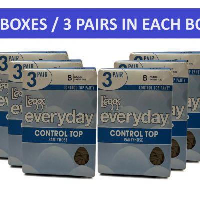 Leggs Everyday Control Top Pantyhose Size: B Nude Sheer Toe 3 Pair - 6 Boxes