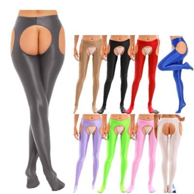 US Women Tights Footed Lingerie Oily Pantyhose High Waist Underpants Compression