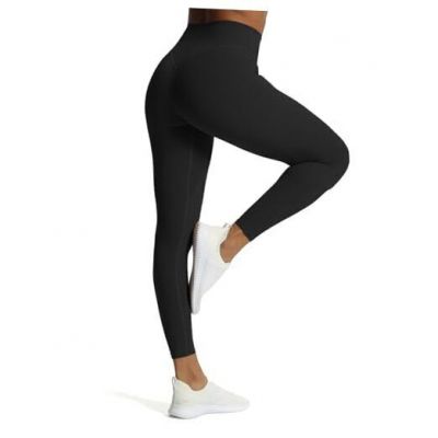 High Waisted Workout Leggings for Women Tummy Control Buttery Medium Black