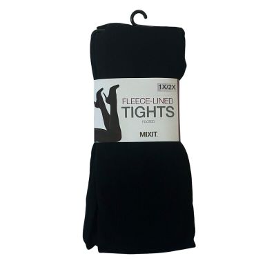 NWT MIXIT Fleece Lined Tights Womens 1X/2X Black Stretch Footed