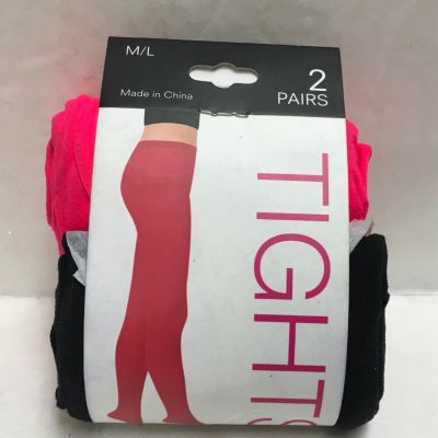 PACK OF 2 TIGHTS SIZE M/L CORAL & BLACK