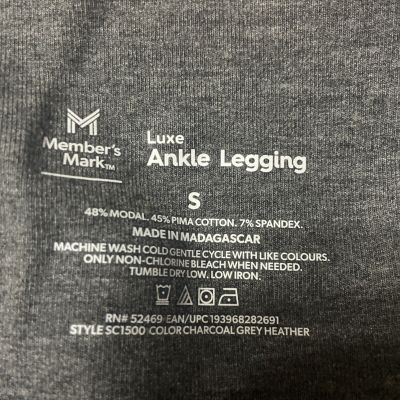 Member's Mark Women's Luxe Ankle Legging Small Gray Comfort Waistband NWT