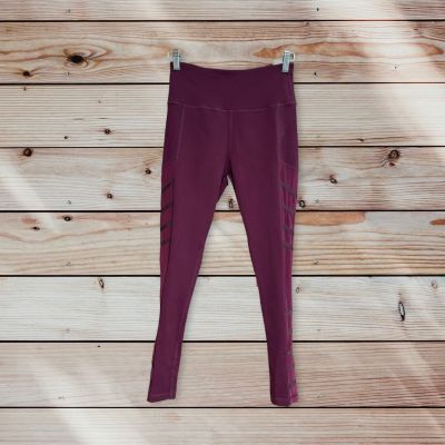 Buff Bunny Women's High Waist Workout Yoga Leggings Stretch Maroon Size M