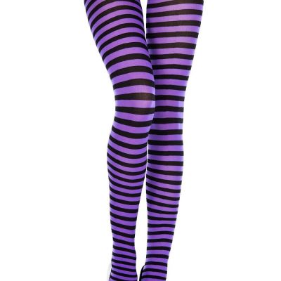 Black and Purple Striped Spandex Pantyhose Ravewear Festival Tights