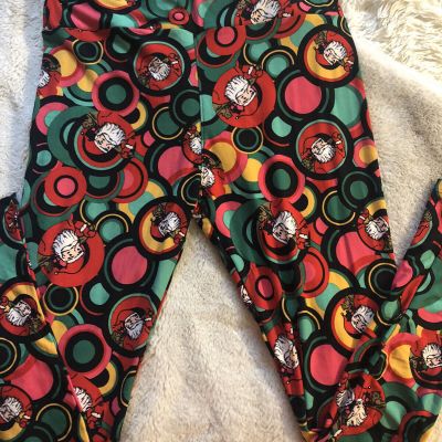 LuLaRoe Tall Curvy Leggings Womens Lg New Santa Design Pants 32” Waist