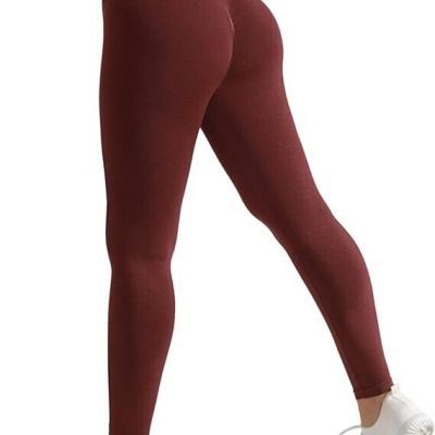 CELER Workout Leggings Tummy Control Seamless Scrunch Butt XL Red Pear (B11)