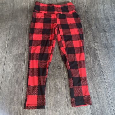 Terra & Sky Leggings Size 0X Red Black Buffalo Plaid 14w