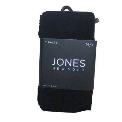 NWT JONES 2 Pair Black Tights Hosiery Sz M L