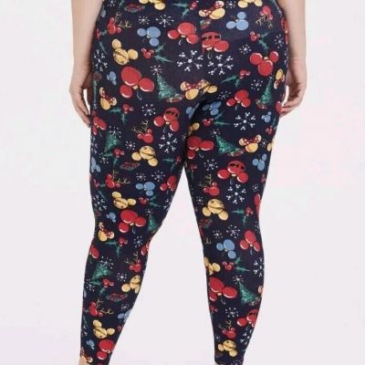 Disney Torrid Size 6 Christmas Leggings With Mickey Mouse Characters Ornaments