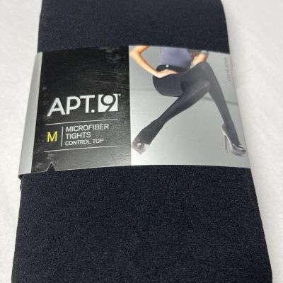 Apt 9 Microfiber Black Tights Control Top, Size Medium, Nylon Spandex Blend