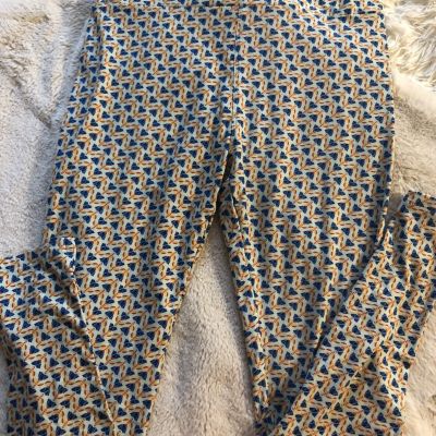 LuLaRoe Tall Curvy Leggings Womens Pants/pajamas Lg New Light Blue/design 32” W