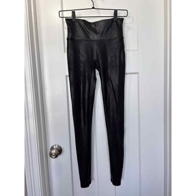 Spanx Women's Ready to Wow Faux Leather Shiny Leggings Stretch Black Size Small