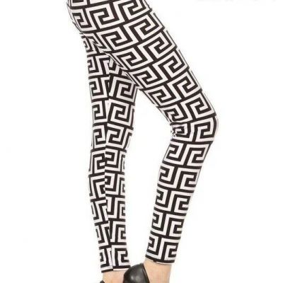 Womens Black & White Abstract Fashion Leggings Plus Size 3X - 5X $20.00