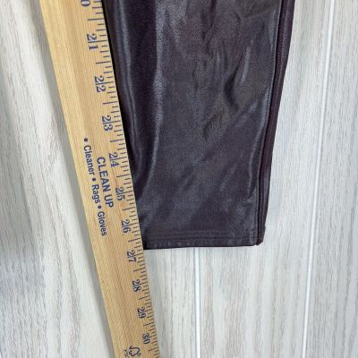 Spanx Size 1X Faux Leather Full Length Leggings High Waist Burgundy Red EUC