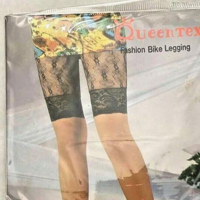 Black Bike Fishnet Tights Footless Sheer Mesh Sexy Pantyhose OS S M L QueenTex