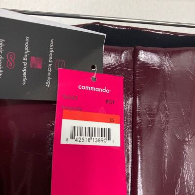 Commando Women's Size XS Burgundy Faux Patent Leather Leggings MSRP $118