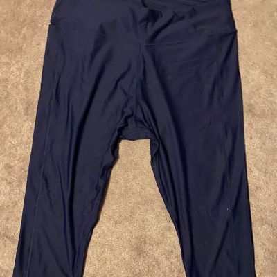 EUC Lands End Blue Cropped Leggings Pants Womens Size 3X (24W-26W) Activewear  H