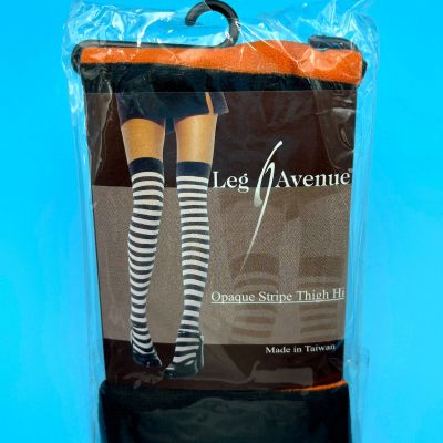 Orange and Black Striped Thigh High Stockings Brand-New Deadstock