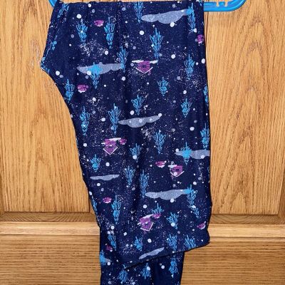 LuLaRoe TC2 Leggings BLUE Purple Teal Trees Snow  House WINTER NWT