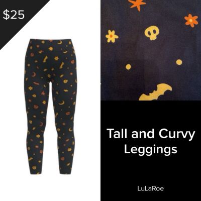 NEW Wicked Cute LuLaRoe Tall & Curvy TC Leggings 2024 Halloween Skulls Black Bat