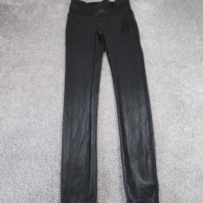 Spanx Leggings Womens Small Black Faux Leather Shiny