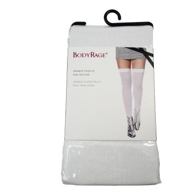 Body Rage Opaque White Thigh High Stockings One Size