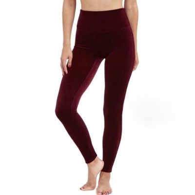 SPANX Shiny Velvet High Waisted LEGGINGS - Rich Burgundy #2070 - Size Medium