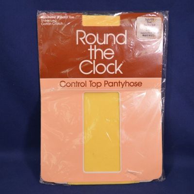 Round The Clock Control Top Pantyhose Daffodil Yellow,Size A,Demi,Sandal toe