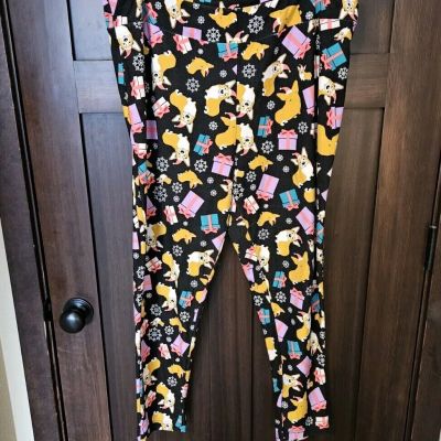 EUC Women's Plus Corgi Dog Holiday Full Length Buttery Leggings Size 2X 20-22W