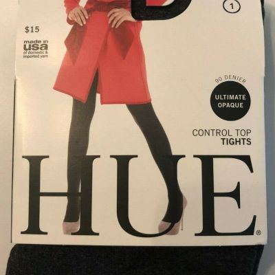 HUE Ultimate Opaque Control Top Tights-Graphite Heather  size 1 new in package