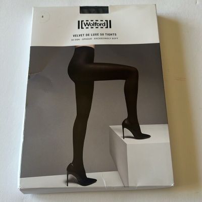 WOLFORD VELVET DE LUXE  50 Tights BLACK Size SMALL NWT